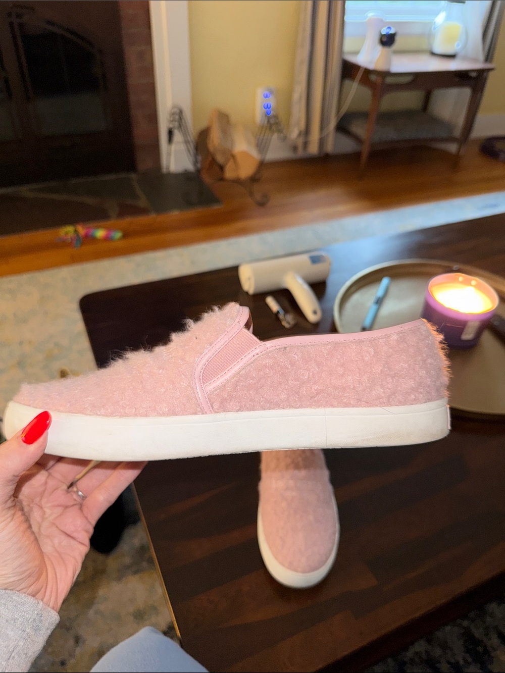 kate spade pink fuzzy slip-on sneakers - Picture 2 of 4